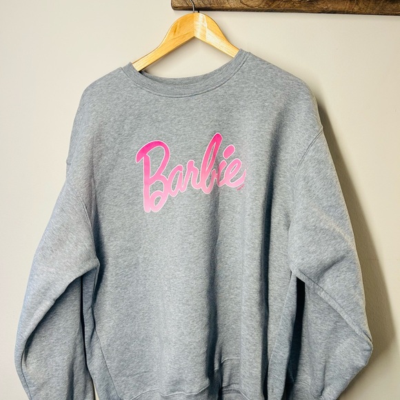 Barbie Tops - Barbie Grey Sweatshirt with Pink Script Logo